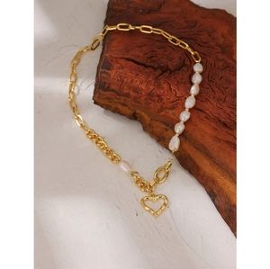 Necklace Zinc Alloy Heart Natural Pearl Choker